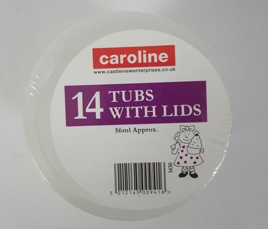 (image for) CAROLINE PLASTIC TUB+LID 14S - 2OZ