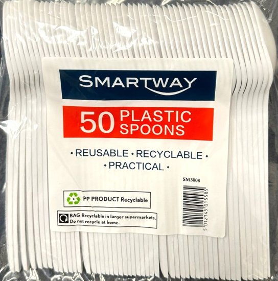 (image for) SMARTWAY PLASTIC SPOONS WHITE - 50S