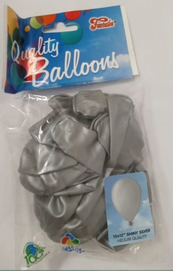 (image for) BALLOON SHINY SILVER 12\" - 15S