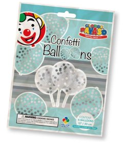 (image for) GLOBOS BALLOON CONFETTI SILVER - 6S/12"