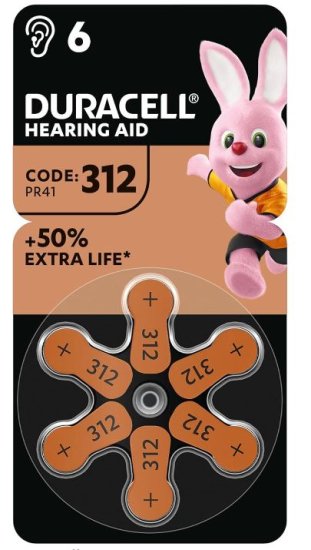 (image for) DURACELL HEARING AID BATTERY - 312/6S