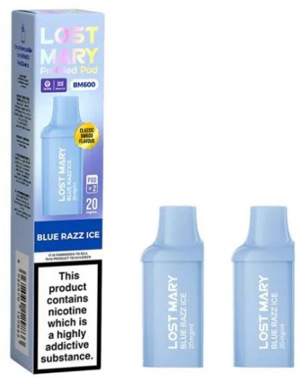 LOSTMARY600 POD BLUE RAZZ ICE - 20ML (image for) LOSTMARY600 POD BLUE RAZZ ICE - 20ML