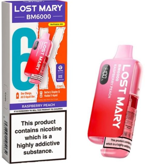 (image for) LOSTMARY BM6000 POD RASP/PEACH - 20ML