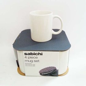 (image for) SABICHI MUG SET WHT STONEWARE - 4S