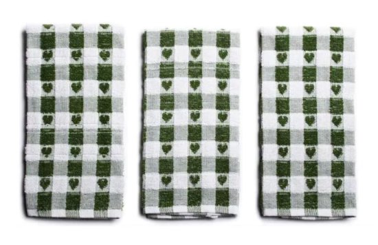 (image for) SABICHI TEA TOWELS SAGE HEART - 3SET