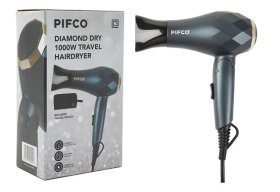 (image for) PIFCO HAIR DRYER+TRAVEL POUCH - 1000W