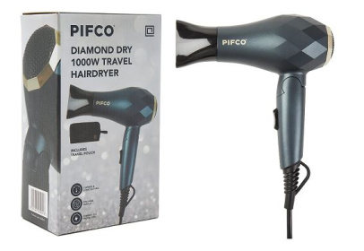 (image for) PIFCO HAIR DRYER + TRAVEL POUCH - 1000W