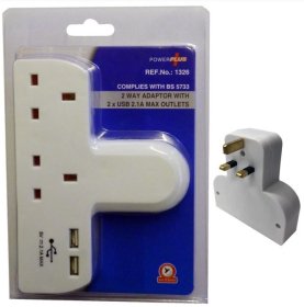 (image for) POWER+2 WAY ADAPTOR+2USB OUTLE - STD