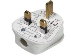 (image for) POWER+3PIN PLUG FUSED WHITE - 13A