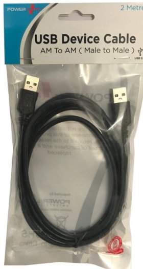 (image for) POWER+USB MALE TO MALE CABLE - 2M 