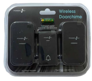 (image for) POWER PLUS WIRELESS DOORCHIME - PLUG IN TYPE - BLACK - TWIN PACK - 220V