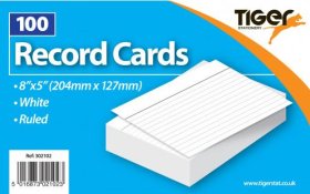 (image for) T/RECORD CAR/RULED WHITE 100SH - 8"X5"