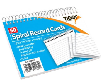 (image for) TIGER SPIRAL RECORD CARDS 50S - 6X4