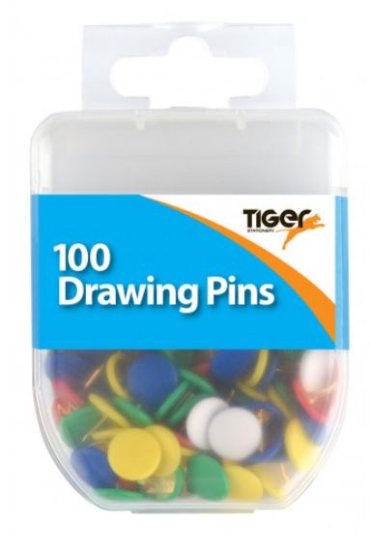 (image for) Tiger Drawing Pins Coloured- 100S