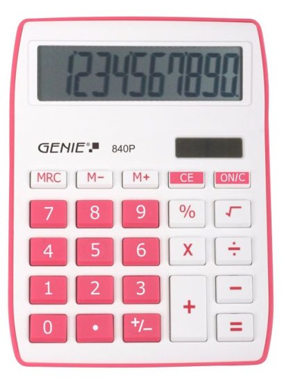 (image for) GENIE DESKTOP CALCULATOR PINK - 840P