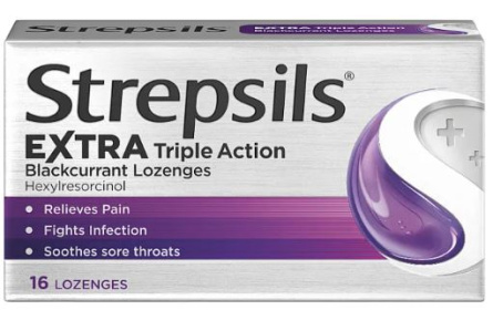 (image for) STREPSILS BLACKCURRANT LOZENGES - 16S