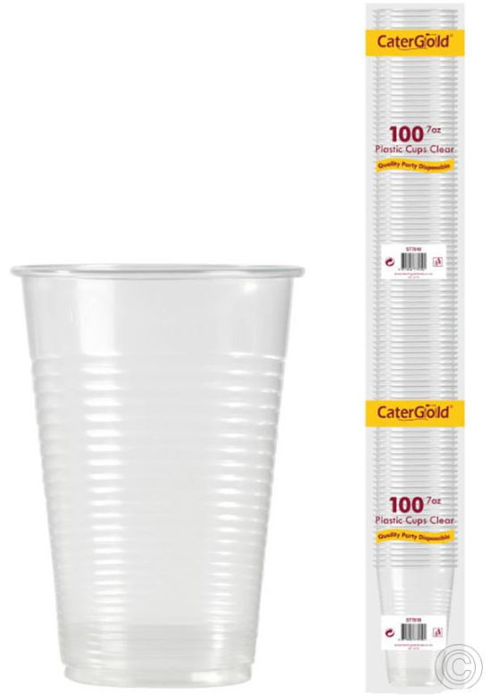 (image for) CATERGOLD REUSABLE PLASTIC CUP CLEAR 100S - 7OZ