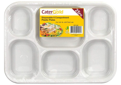 (image for) CATERGOLD PLASTIC PLATES 6COMPARTMENTS 25S