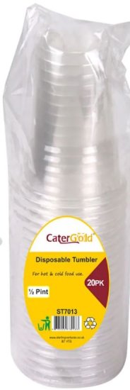 (image for) CATERGOLD PLASTIC PINT CUP 20S - 1/2PINT