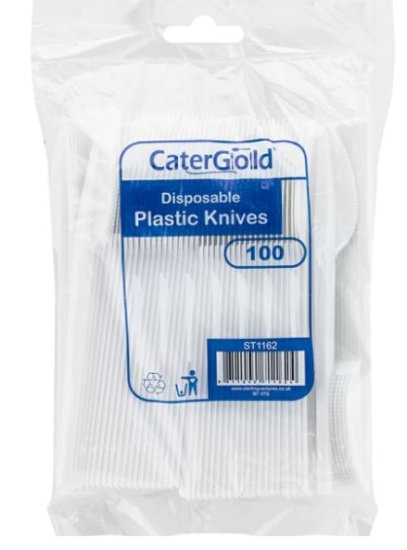 (image for) C/GOLD PLAST KNIVES WHIT REUSE - 100S