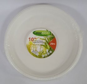 (image for) C/GOLD BAGASSE PLATES 10" - 25S