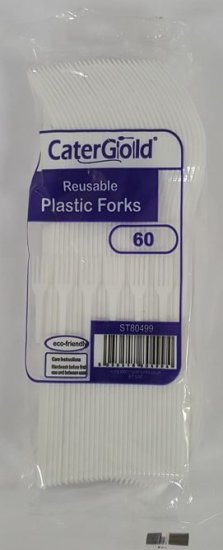 (image for) C/GOLD PLAST FORKS WHITE REUSE - 60S