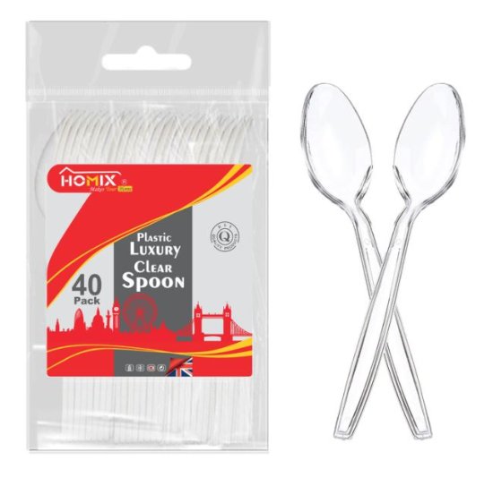(image for) PLASTIC LUX SPOONS CLEAR - 40S