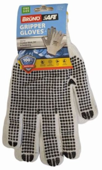 (image for) GRIPPER GLOVES WHI/BLK ONESIZE - ONESIZ