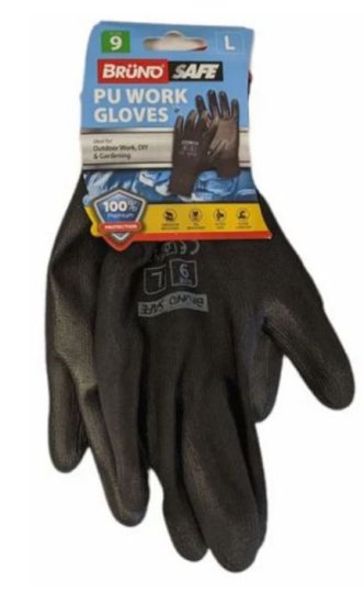 (image for) WORKING PU GLOVES BLACK SIZE9 - LARGE