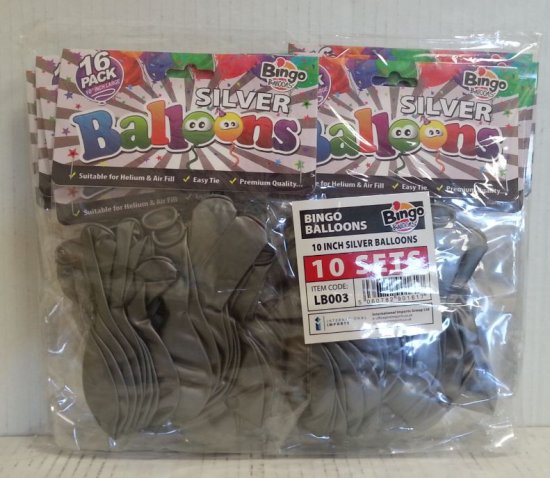 (image for) BINGO BALLOONS SILVER 10\" - 16S