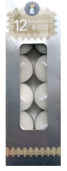 (image for) PAN TEALIGHT CANDLE WHITE 6HRS - 12S