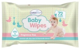 (image for) COTTON TREE BABY WIPES - 72S