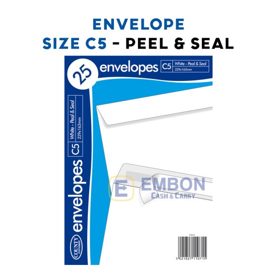 (image for) CTY ENVELOPE WHITE P/SEAL 25S - C5