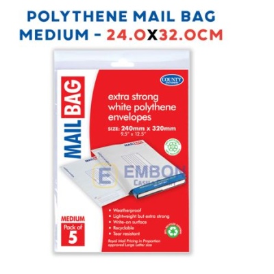 (image for) COUNTY POLYTHENE MAIL BAG MEDIUM - 5PK