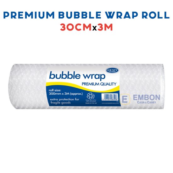 (image for) CTY PREM BUBBLE WRAP ROLL 30CM - 3M