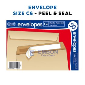 (image for) CTY ENVELOPE MANILLA P/SEAL 50 - C6