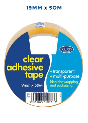 (image for) COUNTY CLEAR TAPE TOWER - 19MM X 50M