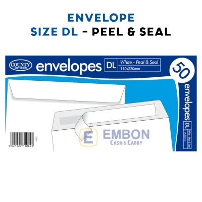 (image for) COUNTY DL ENVELOPE WHITE PEAL & SEAL - 50PK