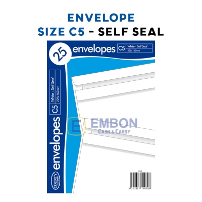 (image for) COUNTY C5 ENVELOPE WHITE SELF SEAL - 25PK