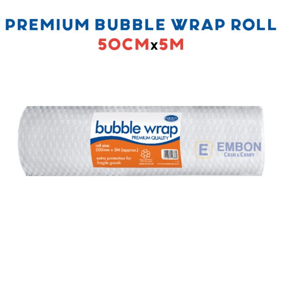 (image for) CTY PREM BUBBLE WRAP ROLL 50CM - 5M