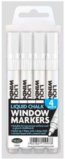 (image for) WINDOW MARKERS LIQ CHALK WHITE - 4S