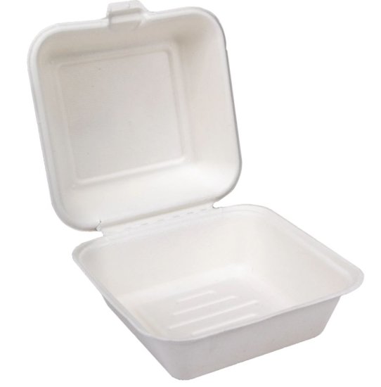 (image for) HP BAGASSE CLAMSHELL BOX - 6X6\"