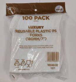(image for) LUXURY RESUABLE FORK WHITE - 100S