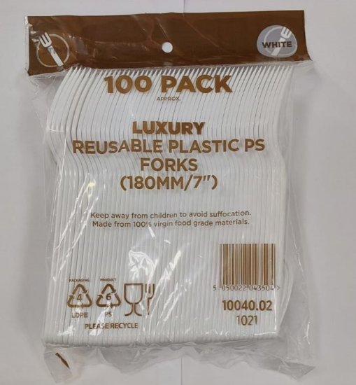 (image for) LUXURY RESUABLE FORK WHITE - 100S