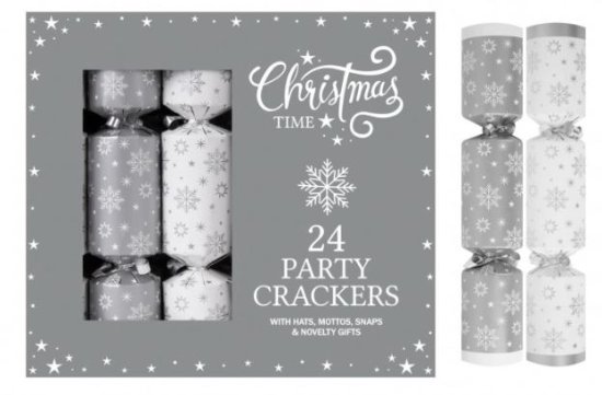 (image for) XMAS CRACKER PARTY BOX SIL 24S - 9\"