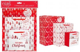 (image for) XMAS GIFT BAGS RED FOIL TREE - 3S