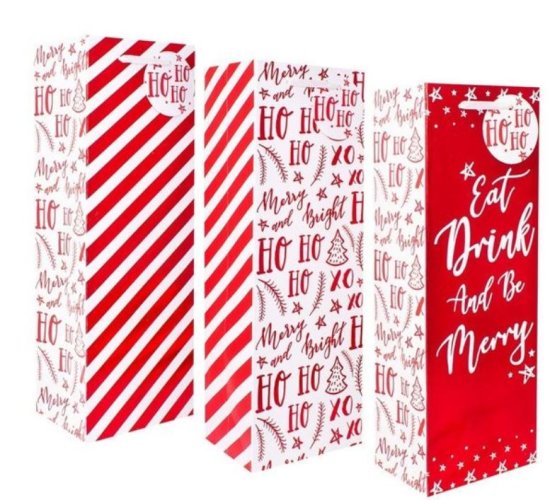 (image for) XMAS GIFT BOTTLE BAGS RED FOIL - 3S