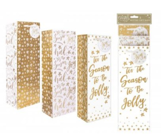 (image for) XMAS GIFT BAG BOTTLE GOLD 3S