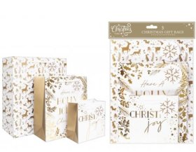 (image for) XMAS GIFT BAGS GOLD WOODLAND - 3S