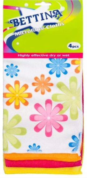 (image for) BETTINA MICROFIBRE CLOTHS ASST - 4S